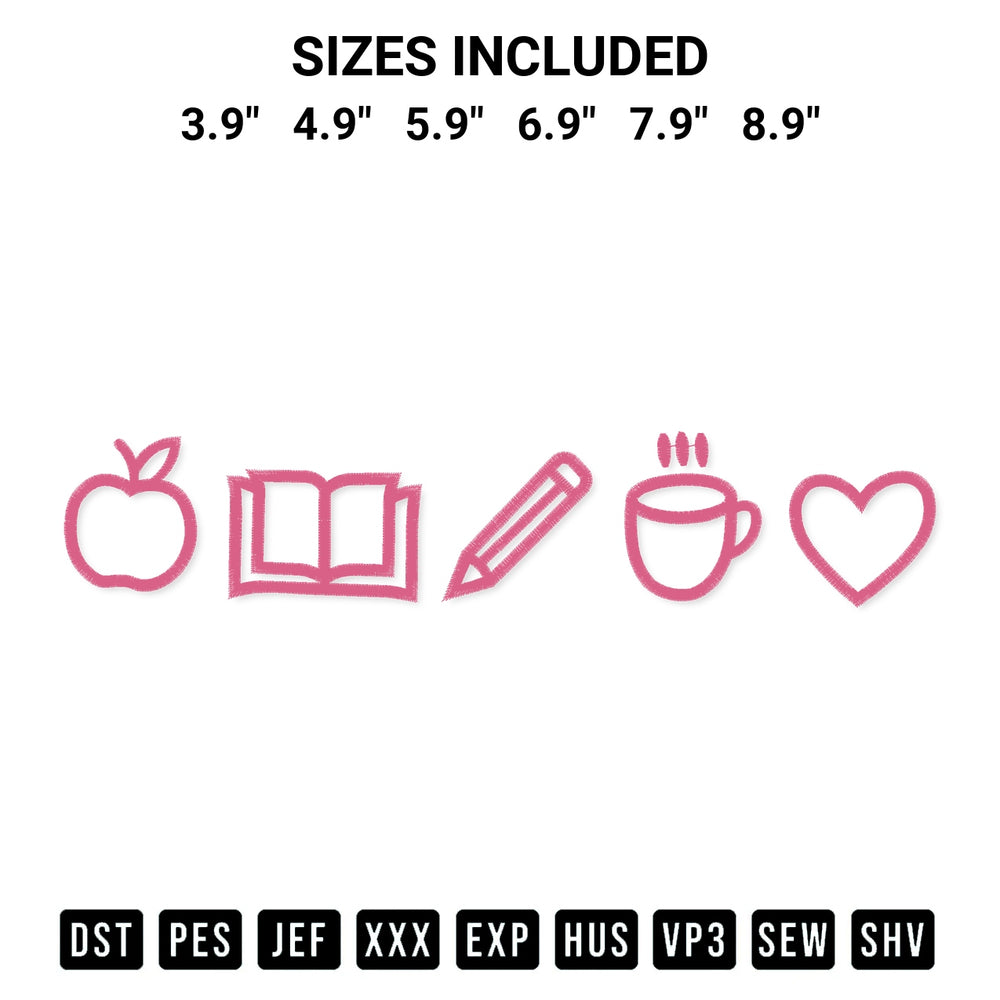 Download the Icon School Supplies Embroidery Design machine embroidery design exclusively at Designspacks.com. Premium digitized pattern for apparel and DIY crafts. Available sizes: 3.9", 4.9", 5.9", 6.9", 7.9", 8.9".