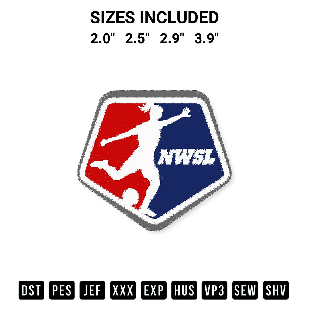 Get the National Womens Soccer League Logo Embroidery Design embroidery design for your custom crafts! Premium digitized files available for instant download at Designspacks.com. Available sizes: 2.0", 2.5", 2.9", 3.9".