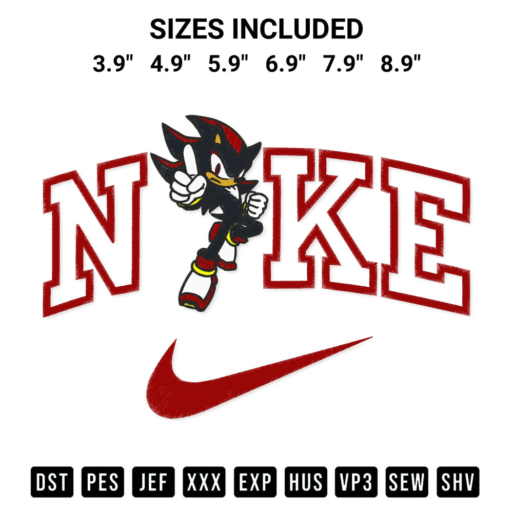 Discover the perfect addition to your crafting collection: Nike Shadow The Hedgehog Embroidery Design embroidery file. Instantly available at Designspacks.com. Available sizes: 3.9", 4.9", 5.9", 6.9", 7.9", 8.9".