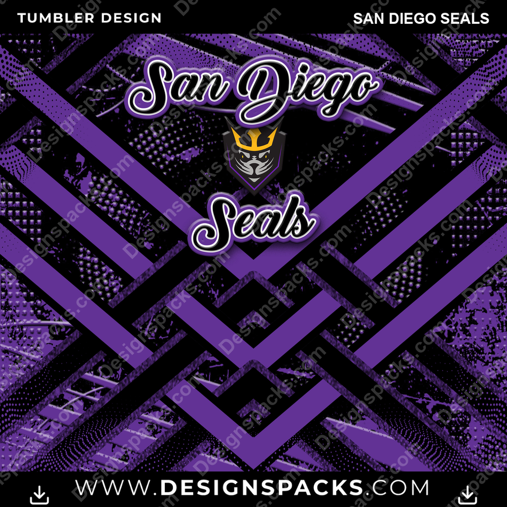 Lacrosse Glitter Stripe San Diego Seals Tumbler Digital Wrap Design