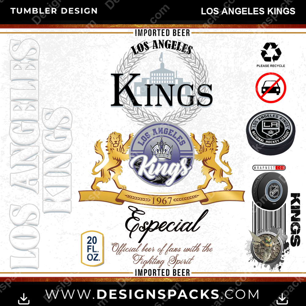 Hockey Modelo Los Angeles Kings Tumbler Digital Wrap Design