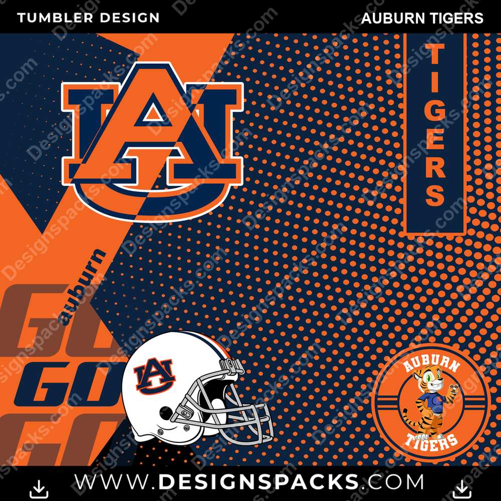 College Sport GO Auburn Tigers NCAA College Sport Tumbler Digital Wrap Design Download