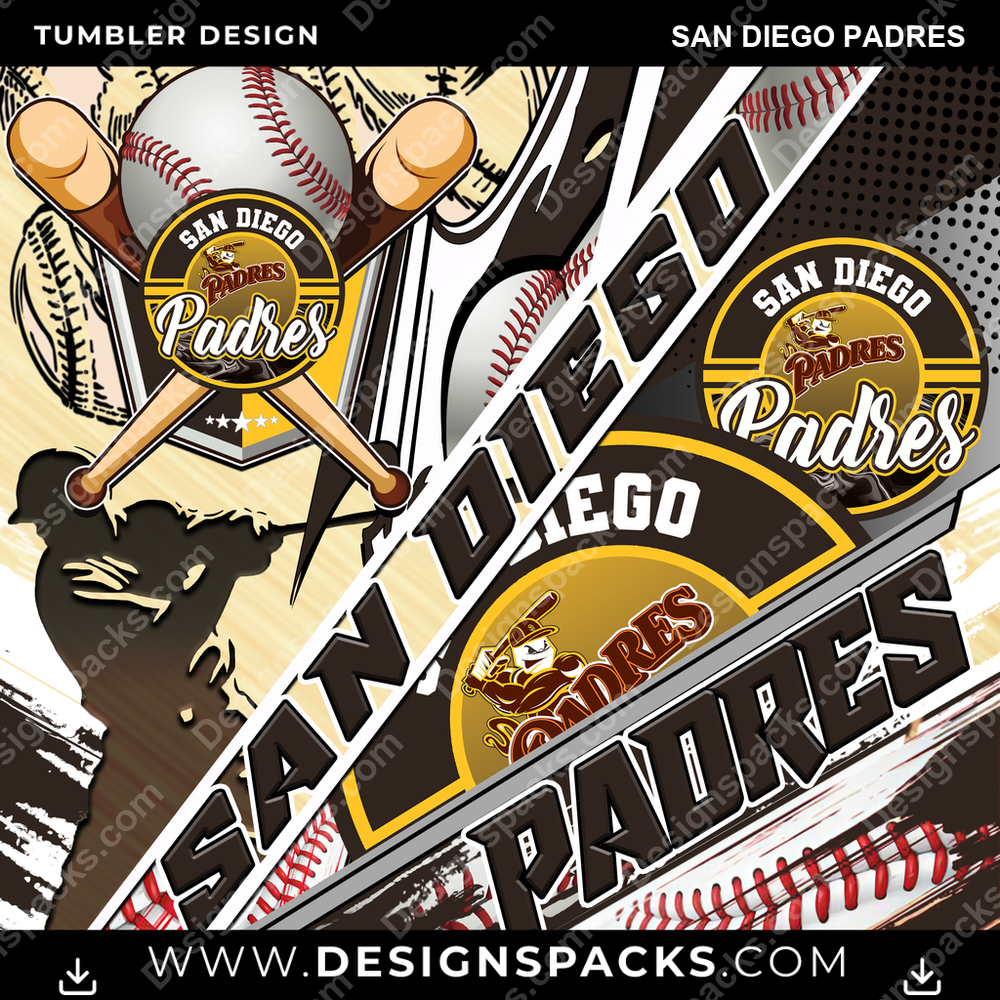 Baseball Silhouette San Diego Padres Tumbler Digital Wrap Design