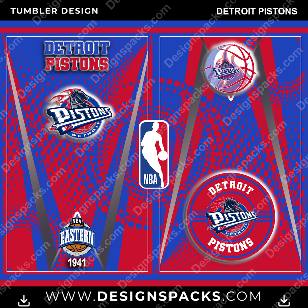 Basketball Team Logo Detroit Pistons NBA Basketball Tumbler Digital Wrap Design Download