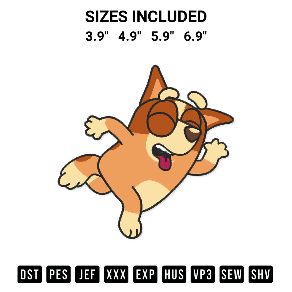 Transform your fabrics with the Funny Bingo Bluey Cartoon Embroidery Design embroidery design. Instant access to premium digitized patterns at Designspacks.com. Available sizes: 3.9", 4.9", 5.9", 6.9".