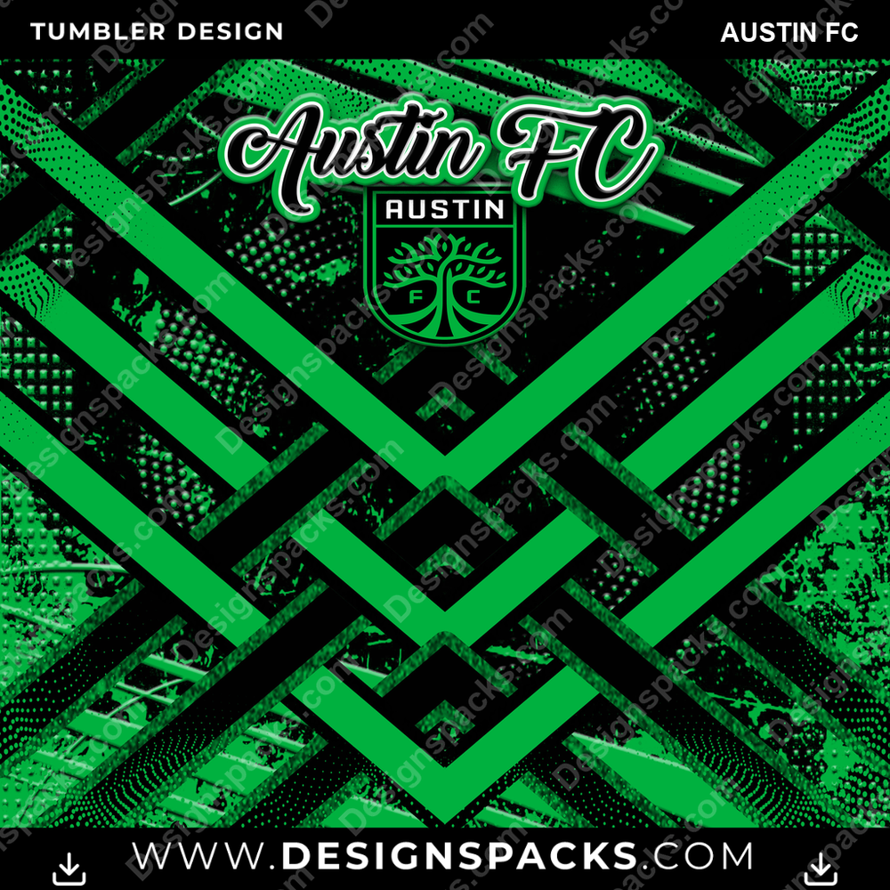 US Soccer Glitter Stripe Austin FC Tumbler Digital Wrap Design Download