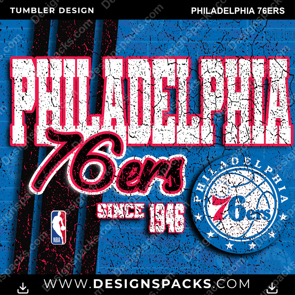Basketball Grunge Philadelphia 76ers Tumbler Digital Wrap Design