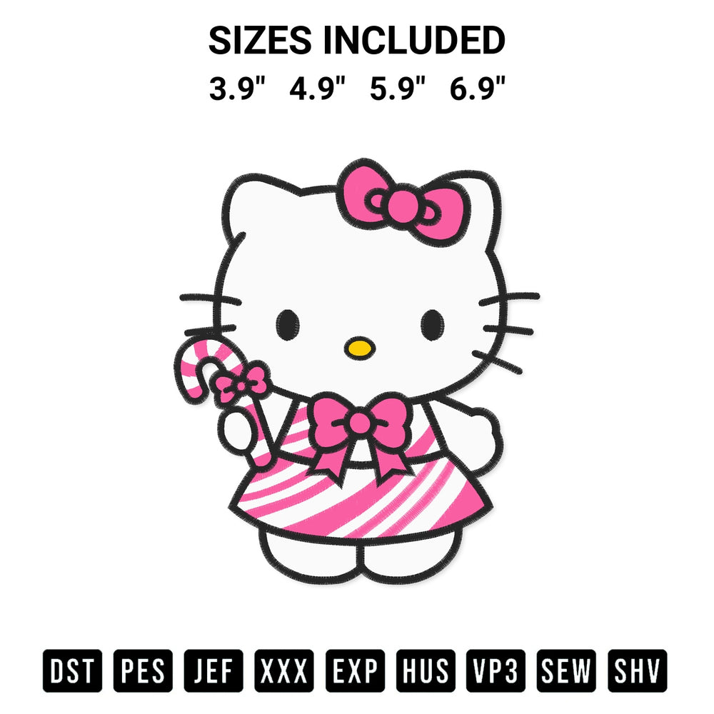 Download the Pink Peppermint Hello Kitty Embroidery Design machine embroidery design exclusively at Designspacks.com. Premium digitized pattern for apparel and DIY crafts. Available sizes: 3.9", 4.9", 5.9", 6.9".