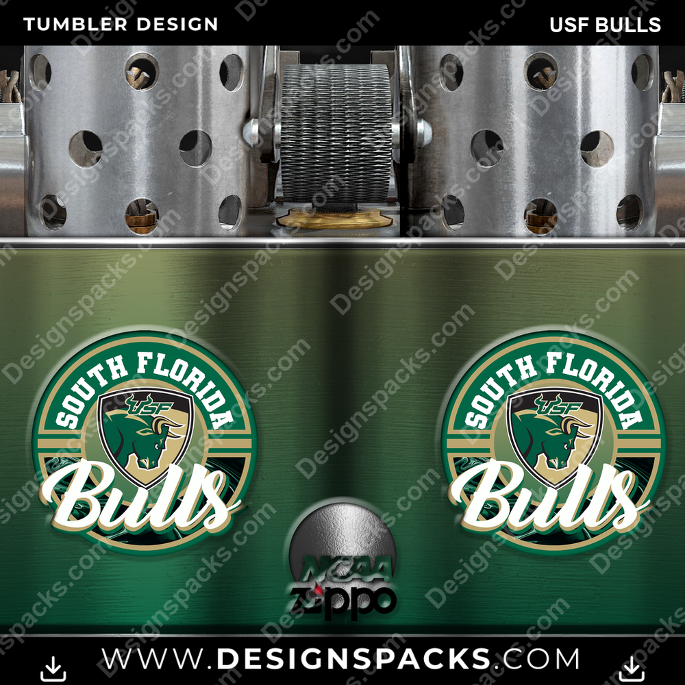 College Sport Zippo Lighter USF Bulls Tumbler Digital Wrap Design