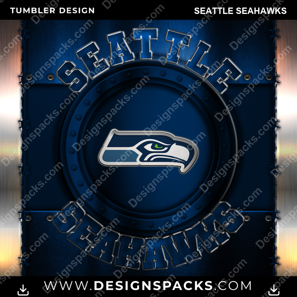 Football Metal Seattle Seahawks Tumbler Digital Wrap Design