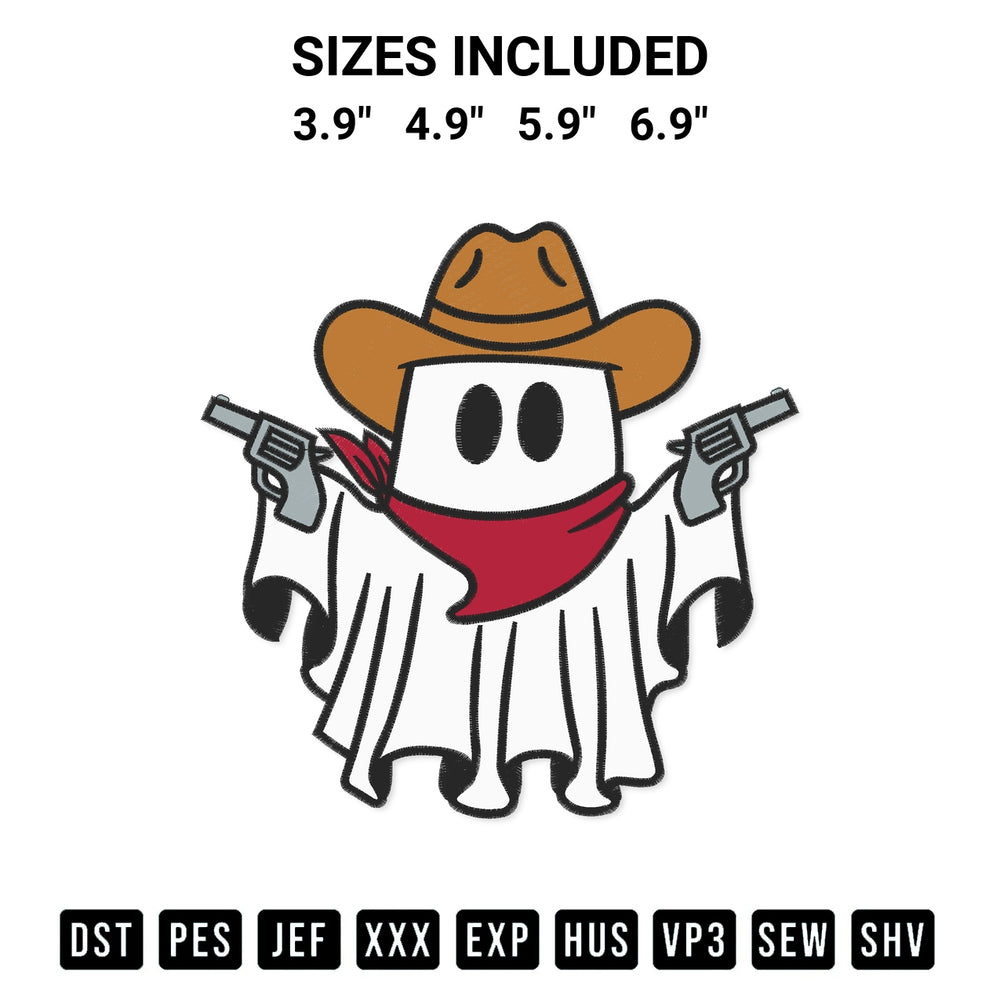 Shop the Cowboy Ghost Guns Embroidery Design machine embroidery pattern at Designspacks.com. Beautifully digitized for flawless stitching on any fabric. Available sizes: 3.9", 4.9", 5.9", 6.9".