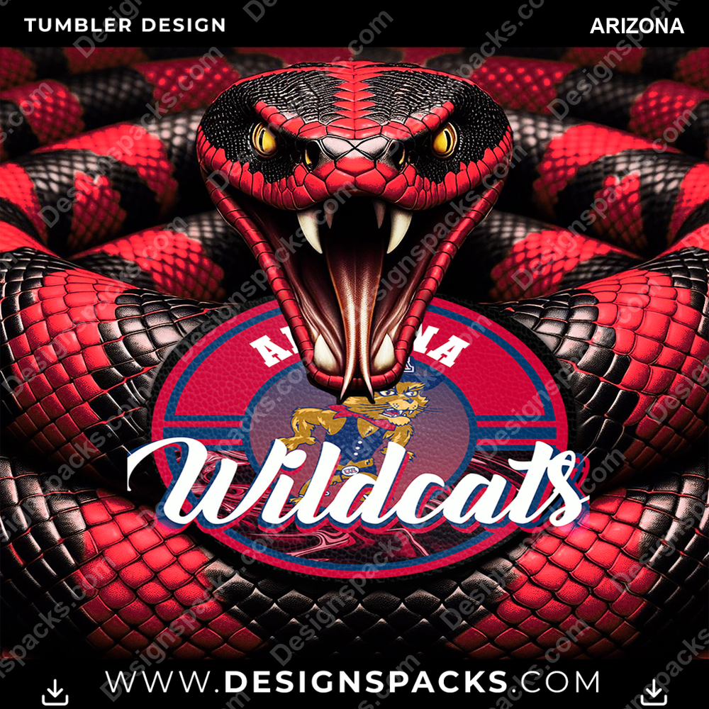 College Sport Rattle Snake Arizona NCAA College Sport Tumbler Digital Wrap Design Download