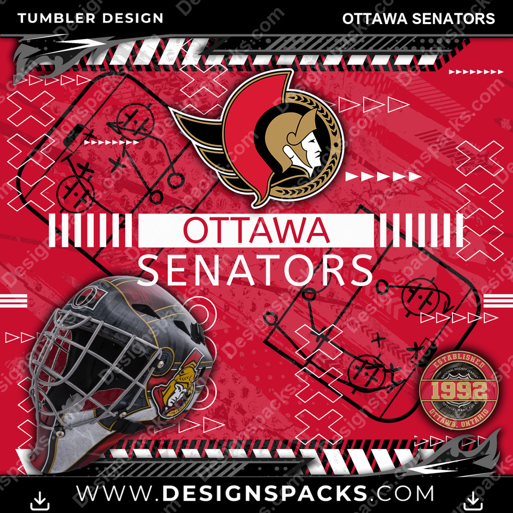 Hockey Xs & Os Ottawa Senators Tumbler Digital Wrap Design