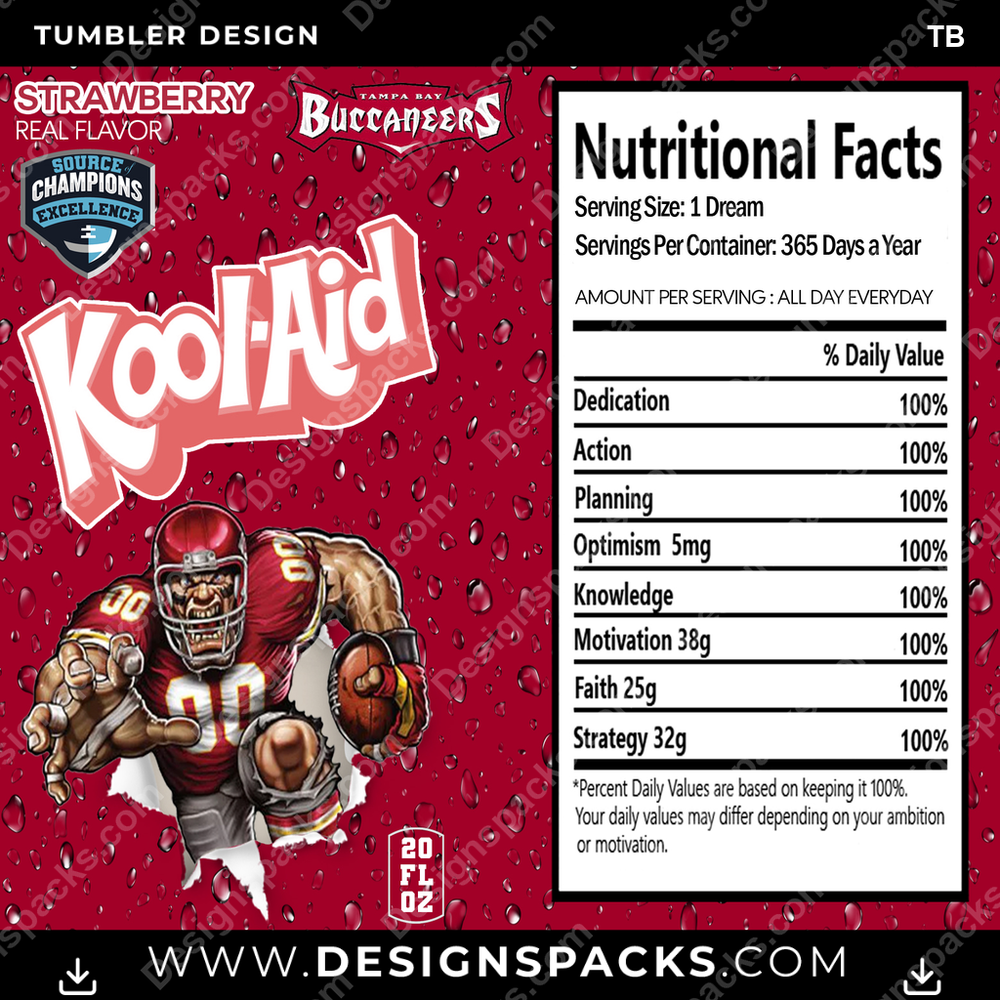 Football Kool-Aid TB Tumbler Digital Wrap Design