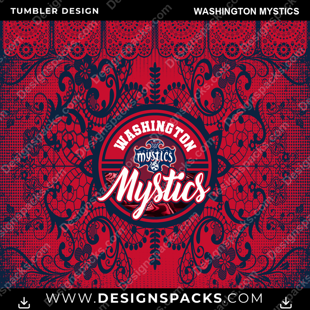 Basketball Lace & Logo Washington Mystics Tumbler Digital Wrap Design