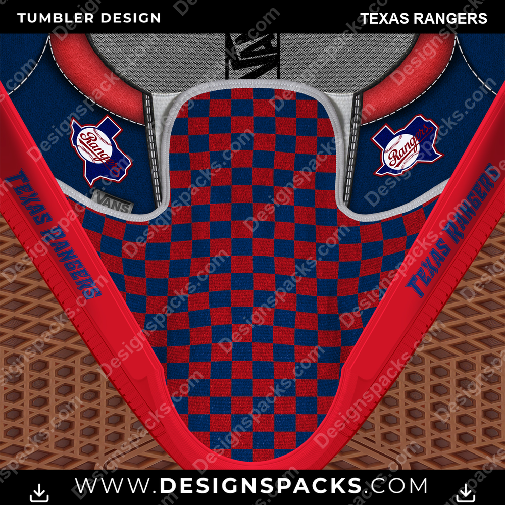 Baseball Vans Classic Texas Rangers Tumbler Digital Wrap Design