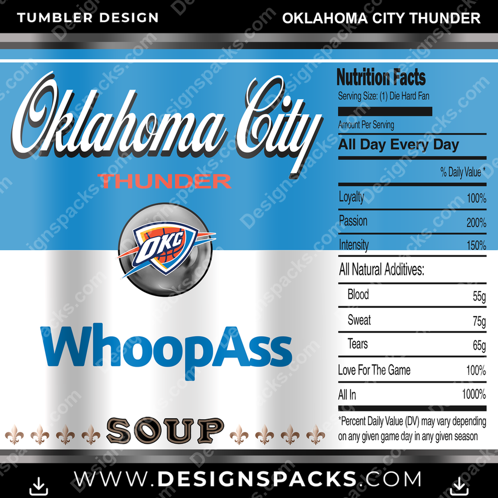 Basketball Soup Can Oklahoma City Thunder Tumbler Digital Wrap Design