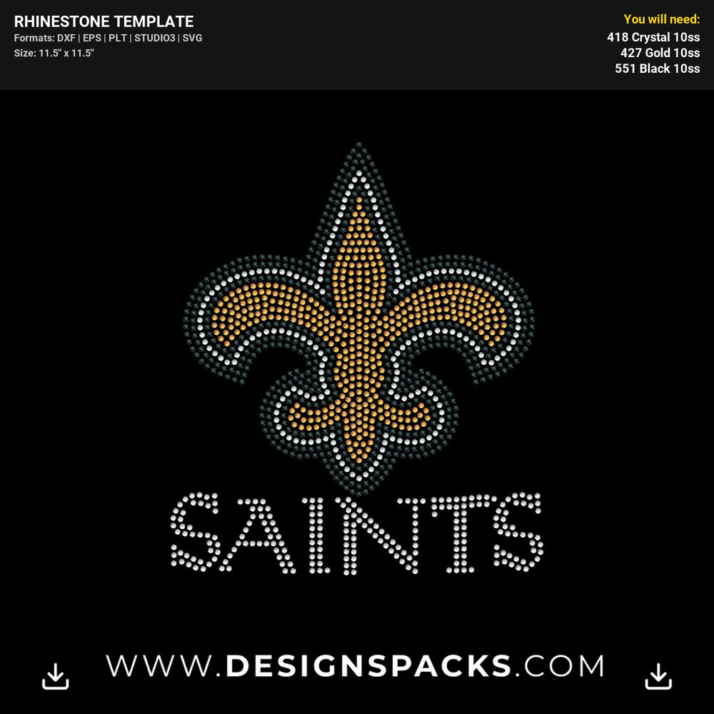 New Orleans Saints Football Rhinestone Digital Template