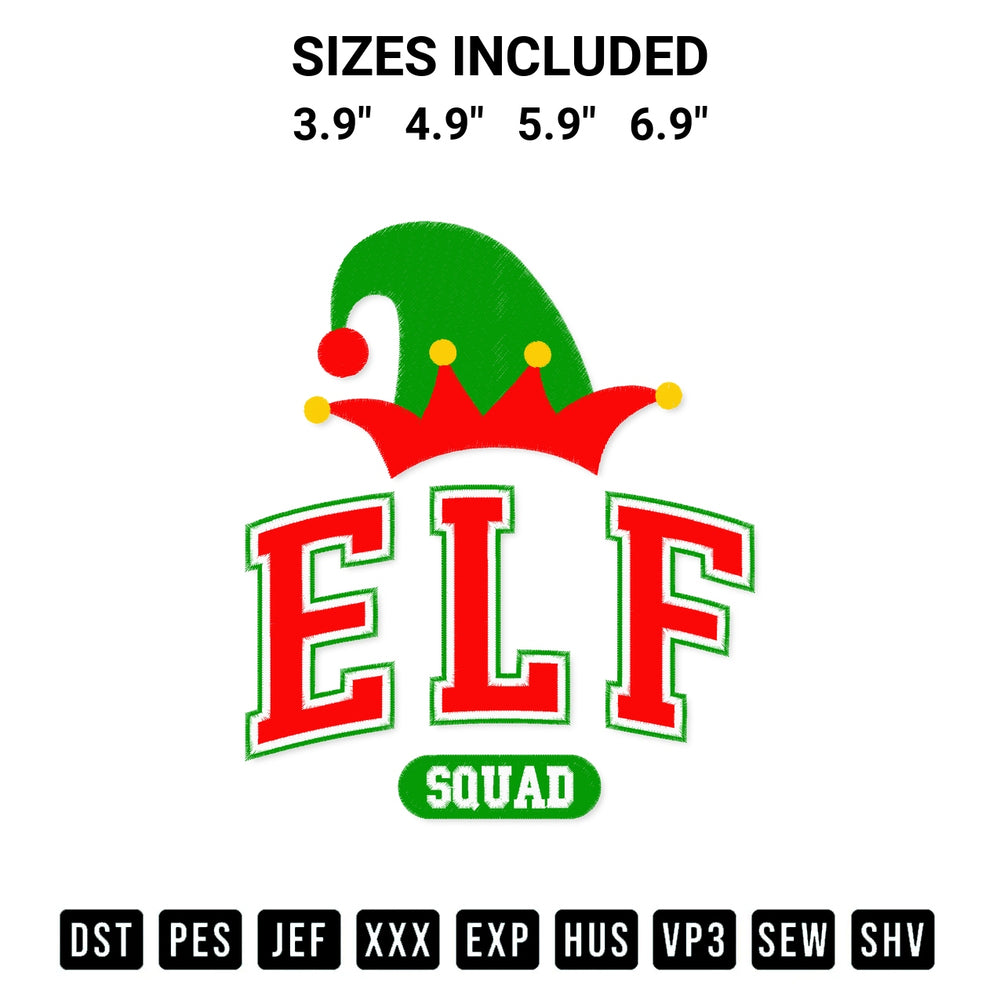 Download the Elf Squad Embroidery Design machine embroidery design exclusively at Designspacks.com. Premium digitized pattern for apparel and DIY crafts. Available sizes: 3.9", 4.9", 5.9", 6.9".