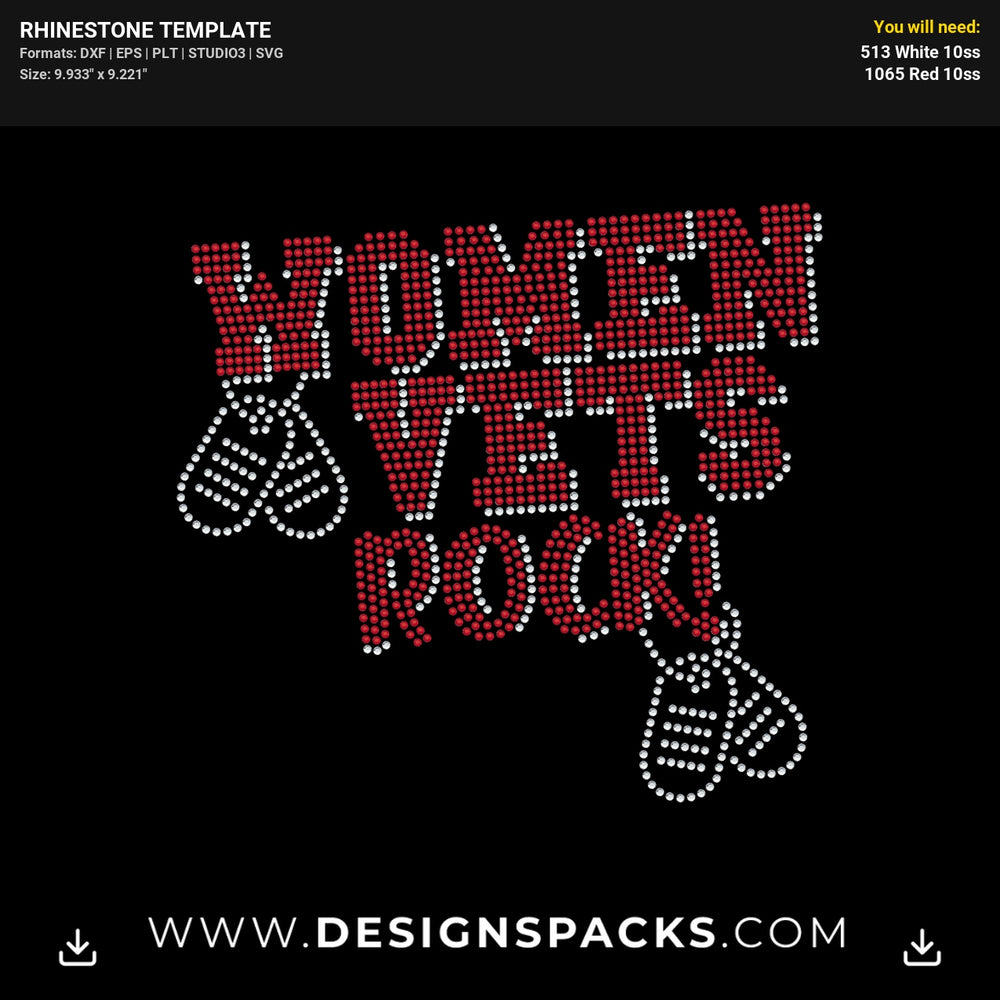 Women Vets Rock Rhinestone Digital Template