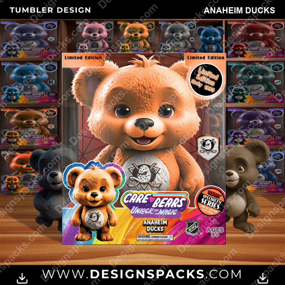 Hockey Care Bear Box Anaheim Ducks Tumbler Digital Wrap Design