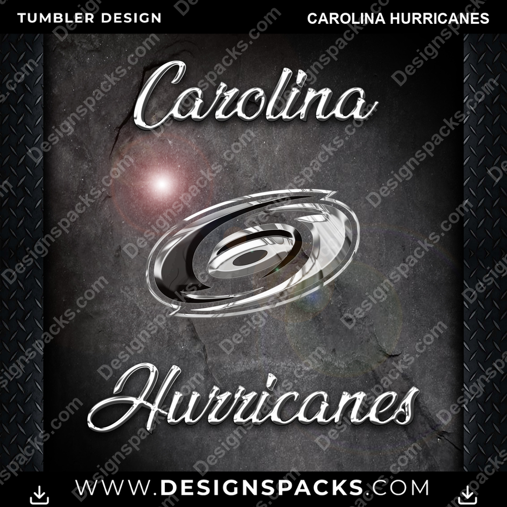 Ice Hockey Chrome Carolina Hurricanes NHL Hockey Tumbler Digital Wrap Design Download