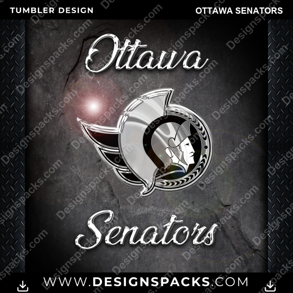 Ice Hockey Chrome Ottawa Senators Tumbler Digital Wrap Design