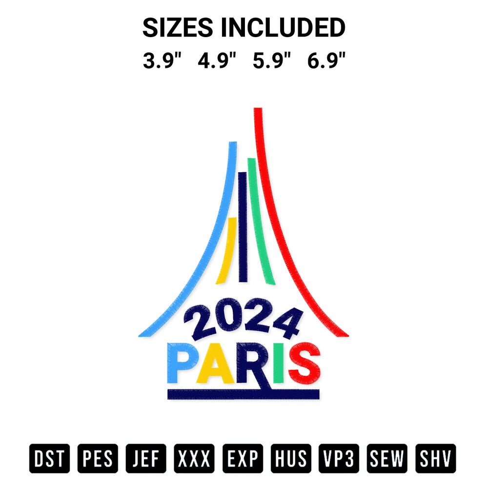 Stitch like a pro with the 2024 Paris Embroidery Design embroidery pattern from Designspacks.com. High-quality digital machine embroidery file. Available sizes: 3.9", 4.9", 5.9", 6.9".