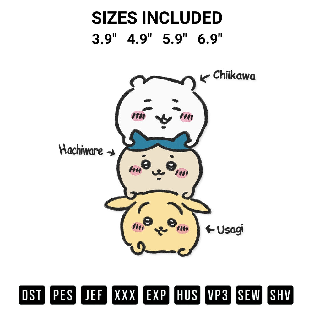 Looking for the perfect pattern? Download the Chiikawa Usagi Hachiware Anime Embroidery Design embroidery design today at Designspacks.com. Crisp, clean stitching guaranteed. Available sizes: 3.9", 4.9", 5.9", 6.9".