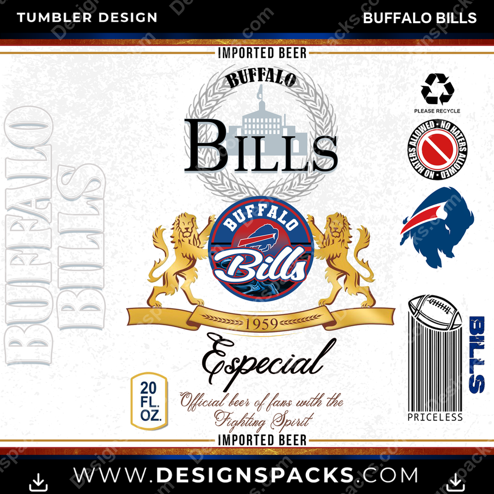 Football Modelo Buffalo Bills Tumbler Digital Wrap Design
