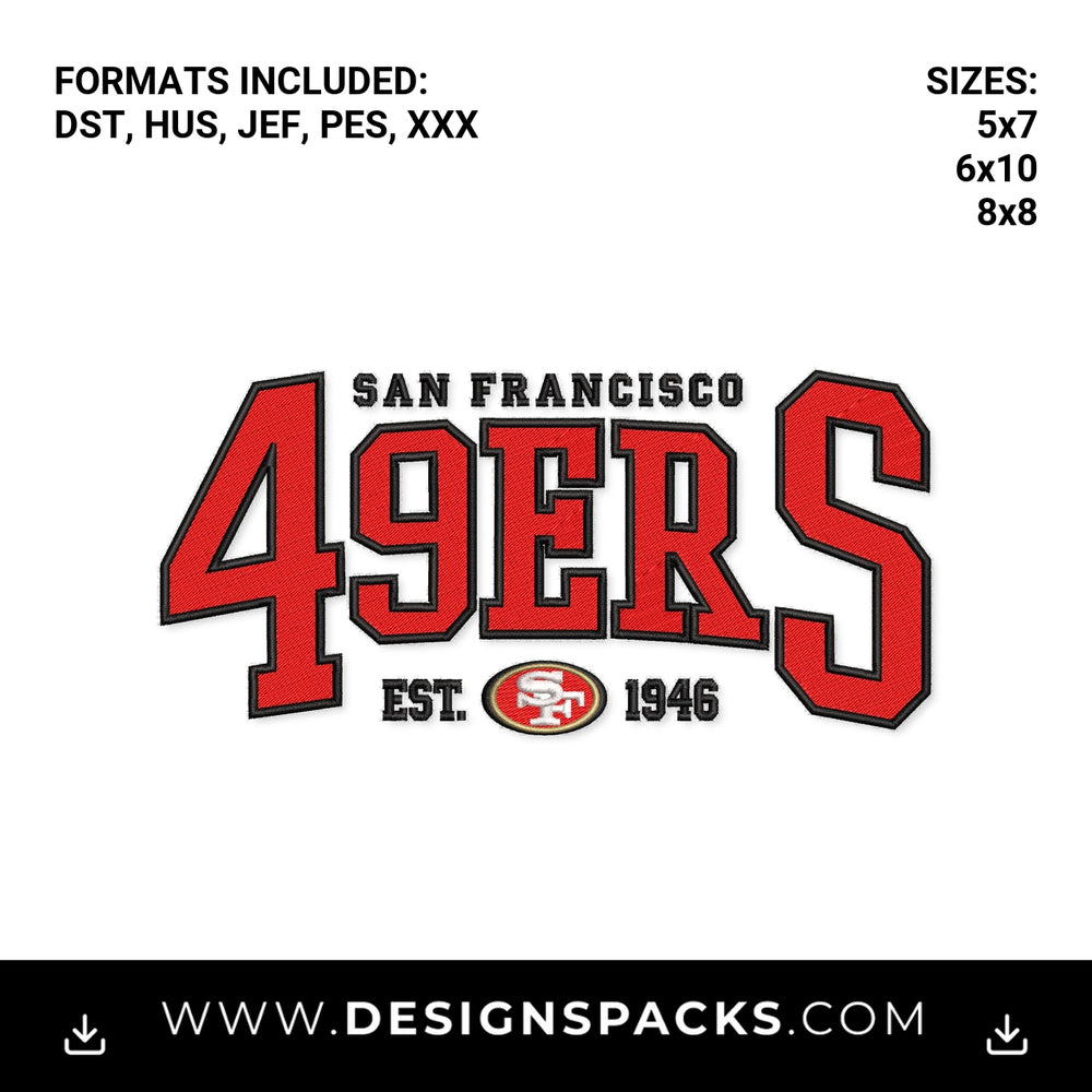 San Francisco 49ers Est. 1946 Embroidery Design - Instant digital download pattern at Designspacks.com