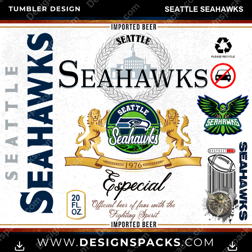 Football Modelo Seattle Seahawks Tumbler Digital Wrap Design