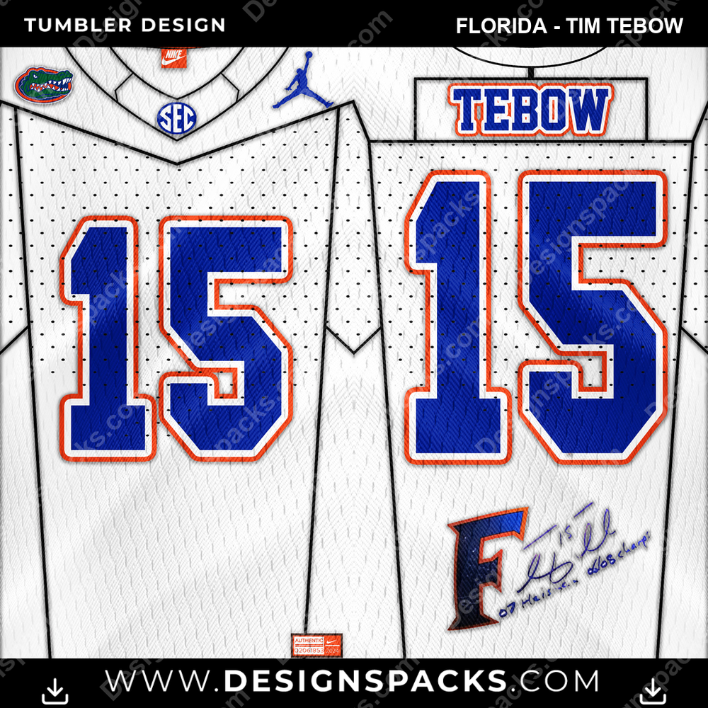 College Sport Jersey Florida - Tim Tebow Tumbler Digital Wrap Design