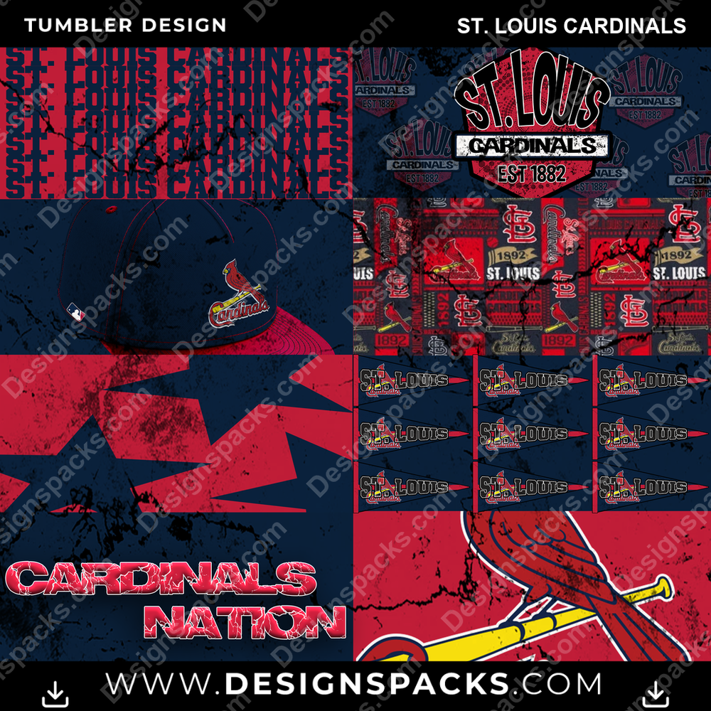 Baseball Distressed BG St. Louis Cardinals Tumbler Digital Wrap Design