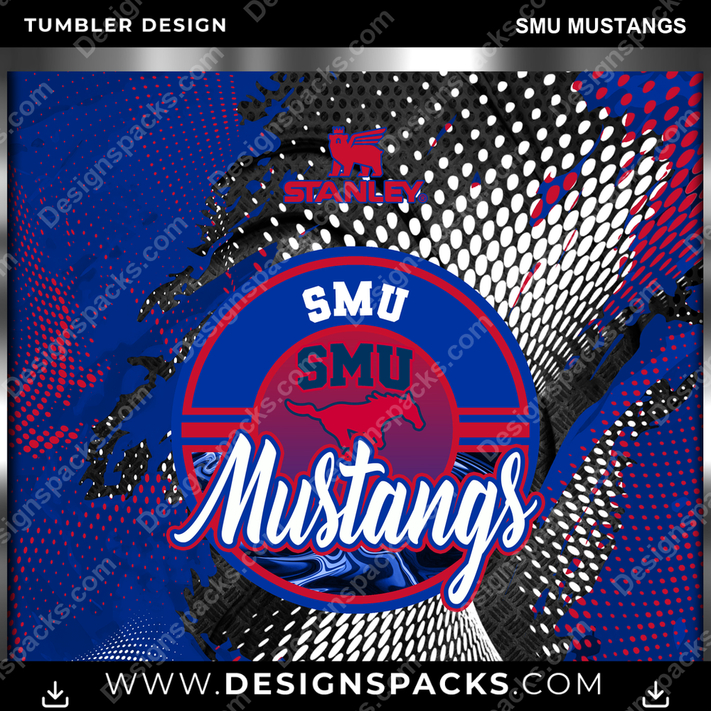 College Sport Stanley SMU Mustangs Tumbler Digital Wrap Design