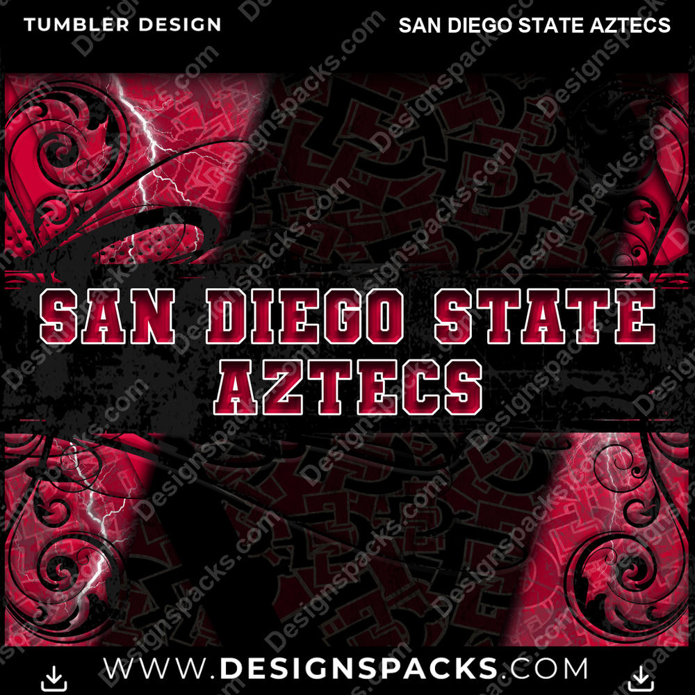 College Sport Elegant San Diego State Aztecs NCAA College Sport Tumbler Digital Wrap Design Download