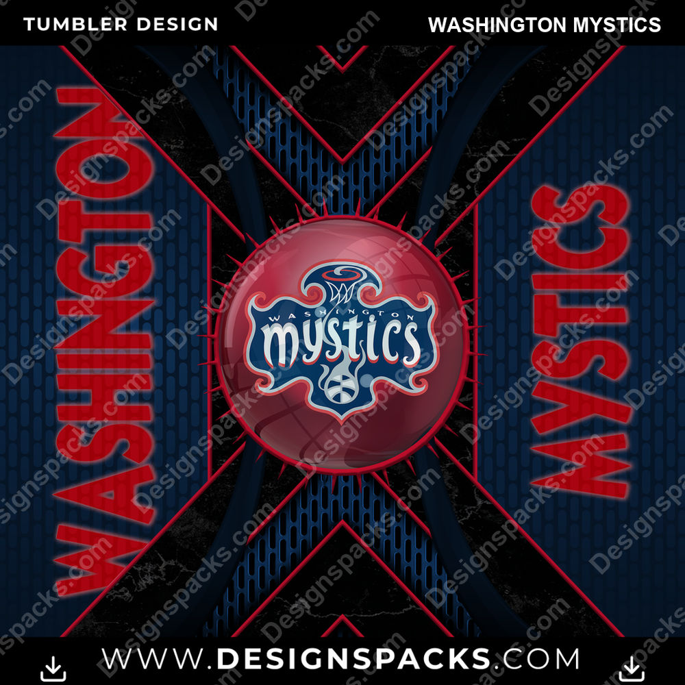 Basketball Metal Grating Washington Mystics Tumbler Digital Wrap Design