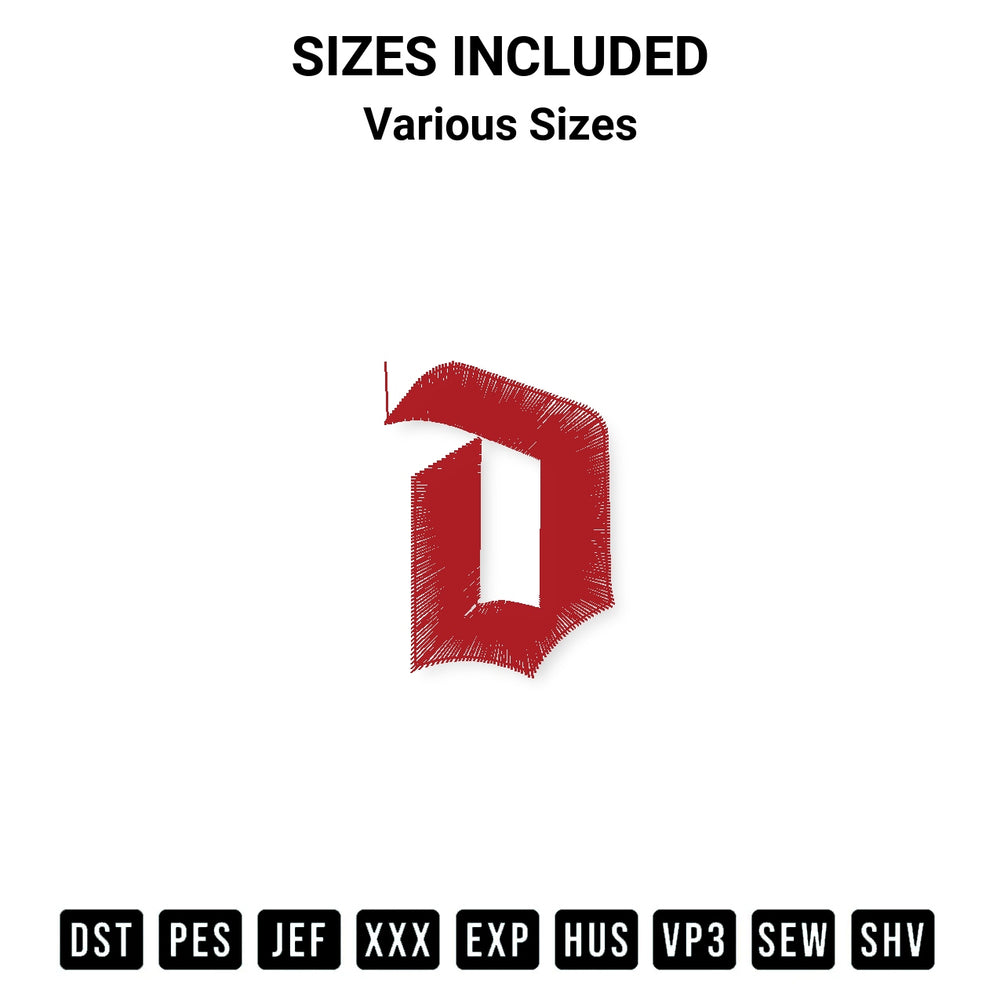 Add a unique touch to your apparel with the D Embroidery Design embroidery file. Premium instant download available now on Designspacks.com. Available sizes: Various Sizes.