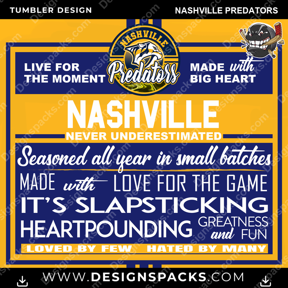 Ice Hockey Slapsticking Nashville Predators NHL Hockey Tumbler Digital Wrap Design Download