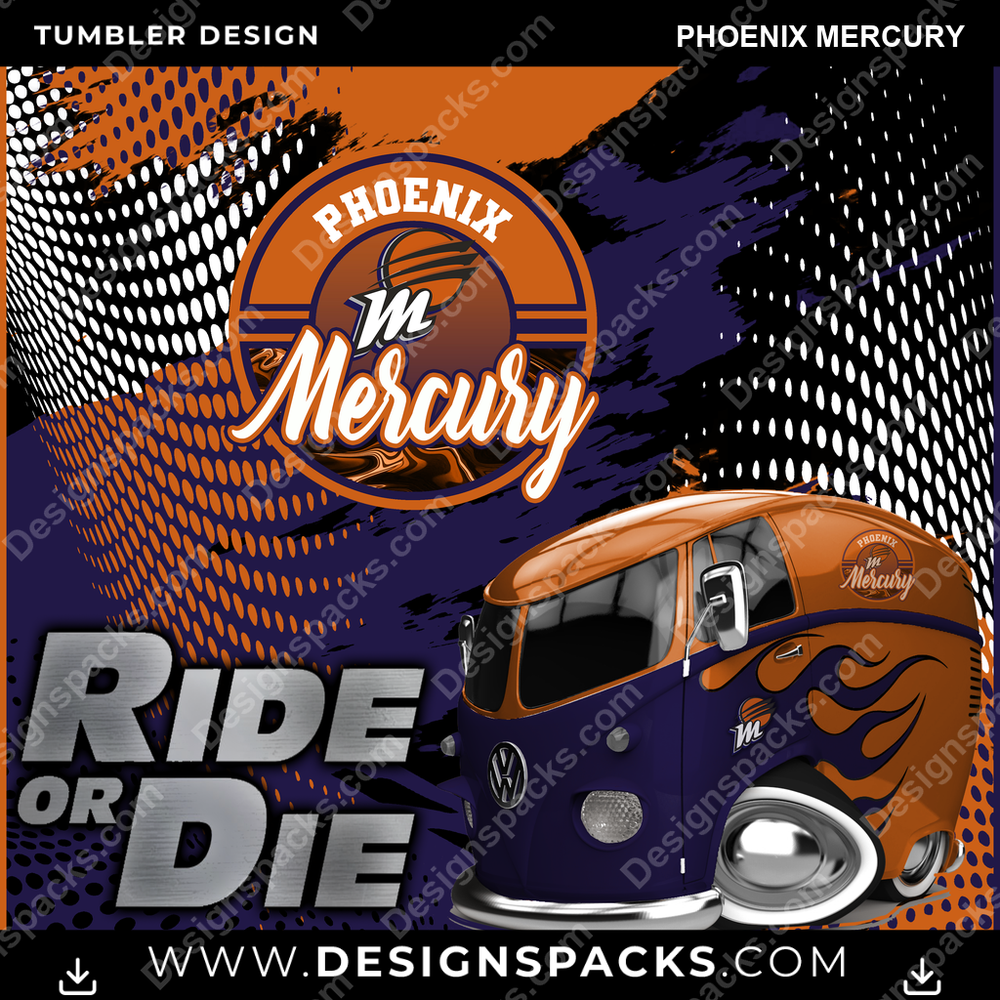 Basketball Ride or Die Phoenix Mercury Tumbler Digital Wrap Design