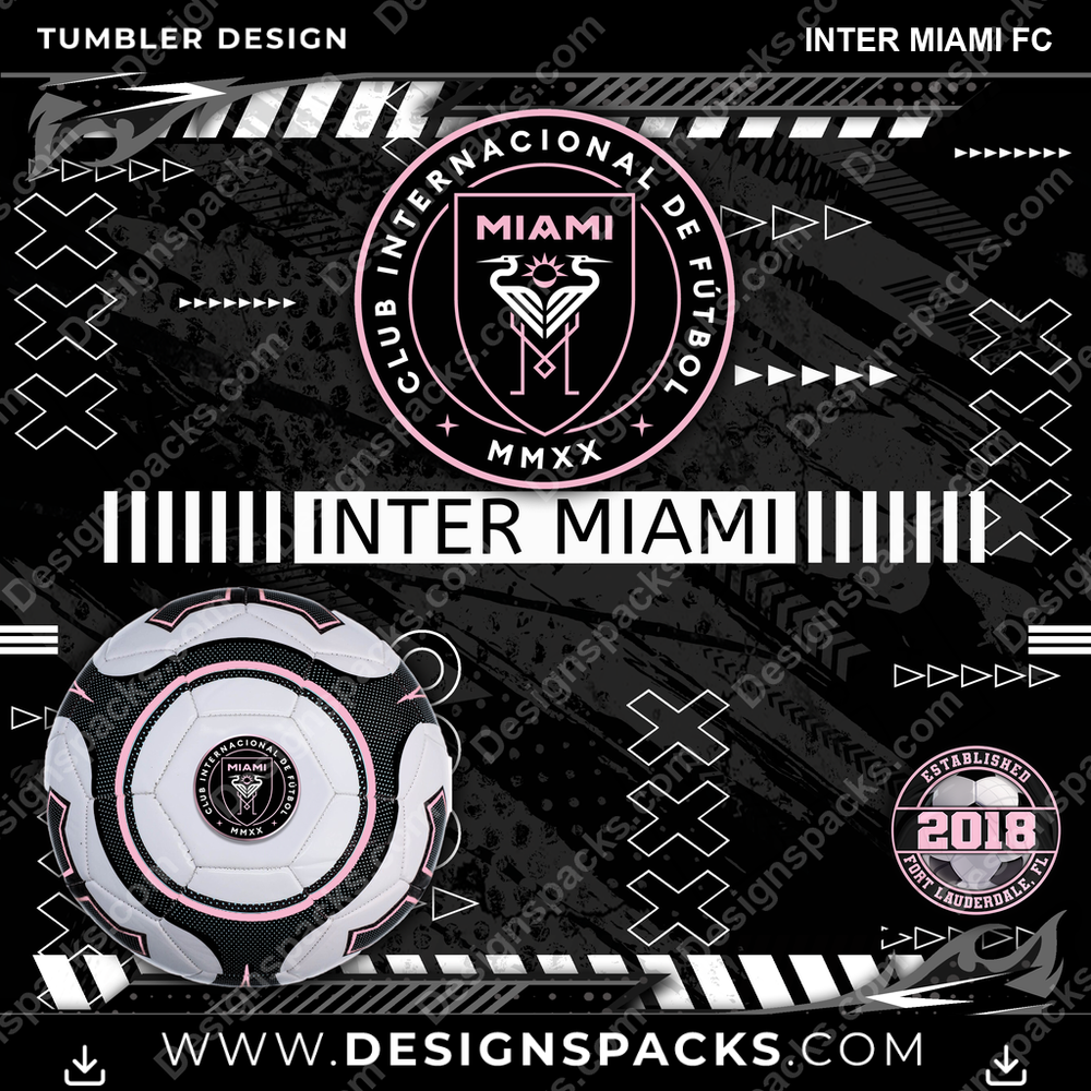 Soccer Xs & Os Inter Miami FC Tumbler Digital Wrap Design