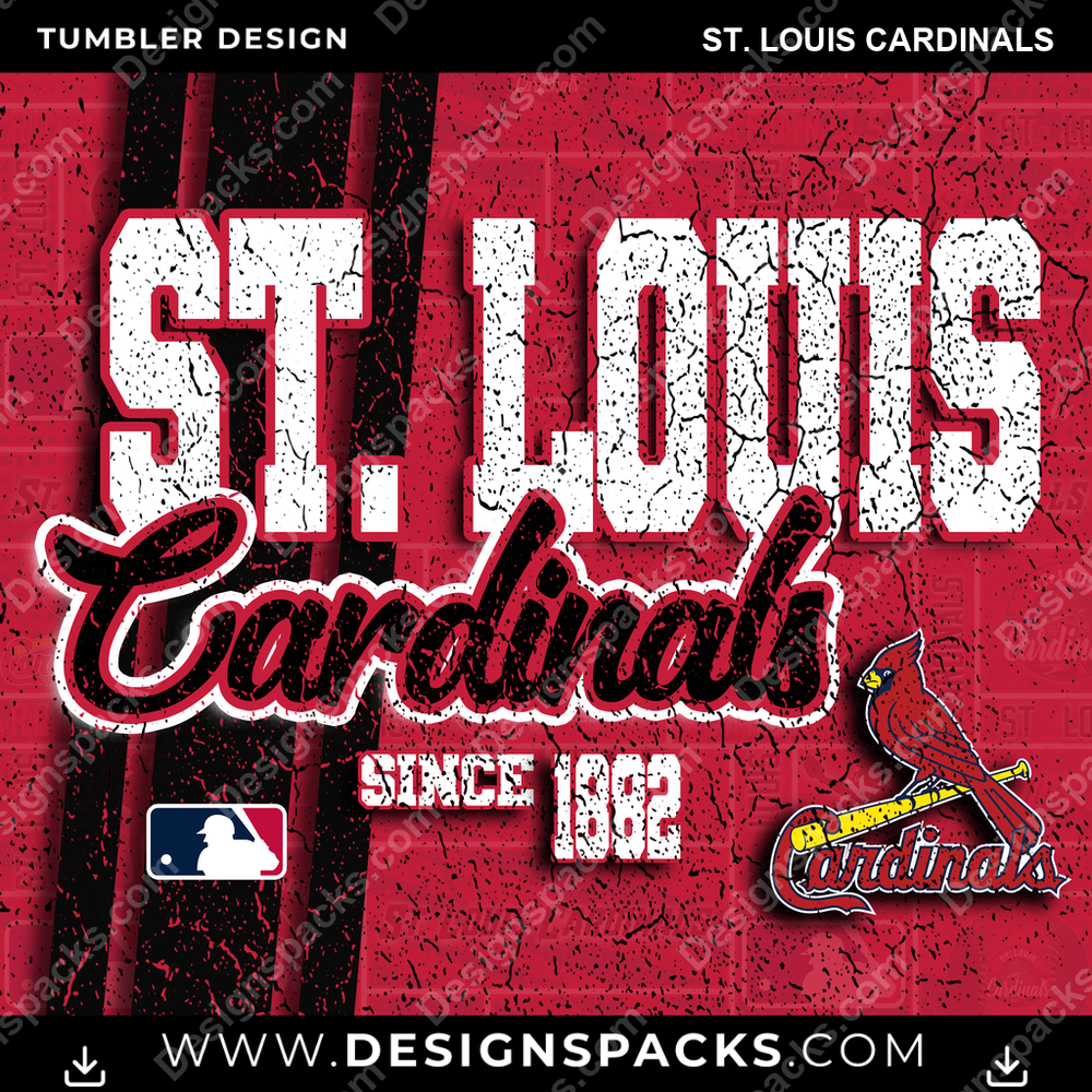 Baseball Grunge St. Louis Cardinals MLB Baseball Tumbler Digital Wrap Design Download