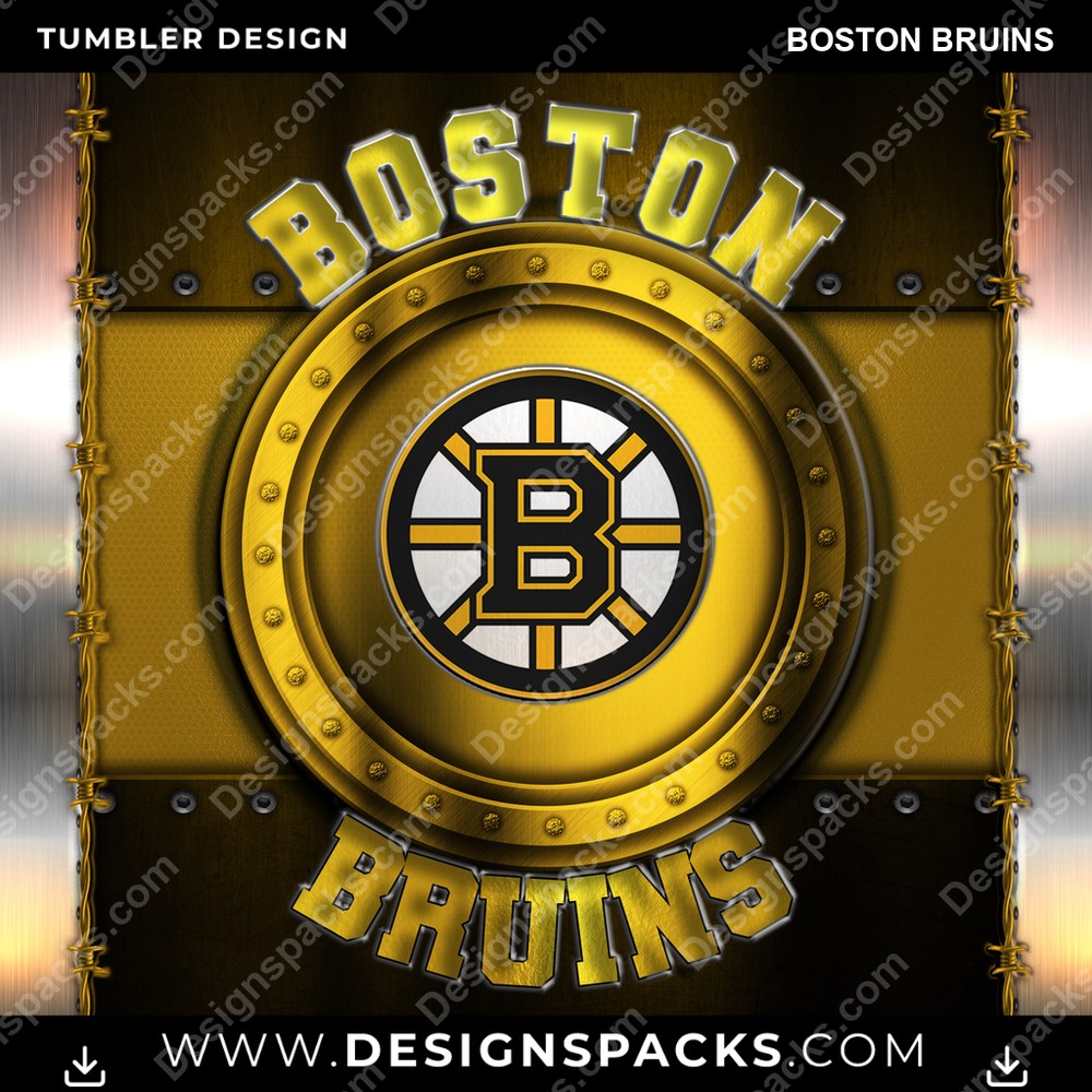 Ice Hockey Metal Boston Bruins NHL Hockey Tumbler Digital Wrap Design Download