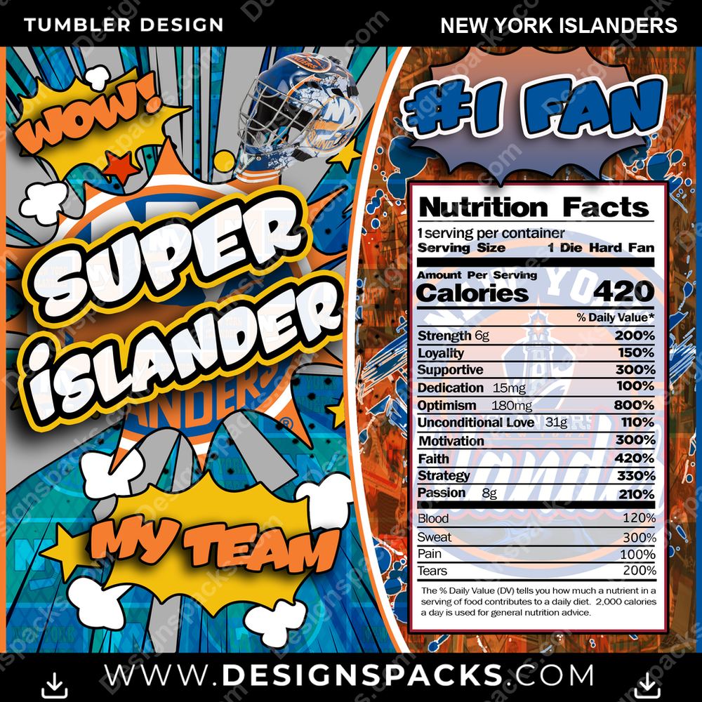 Hockey Super Team New York Islanders Tumbler Digital Wrap Design