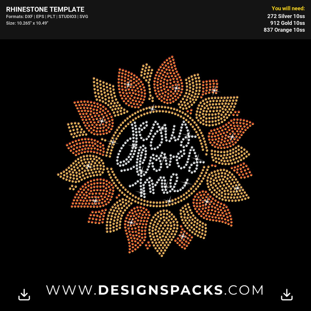 Jesus Loves Me Sunflower Floral Rhinestone Digital Template