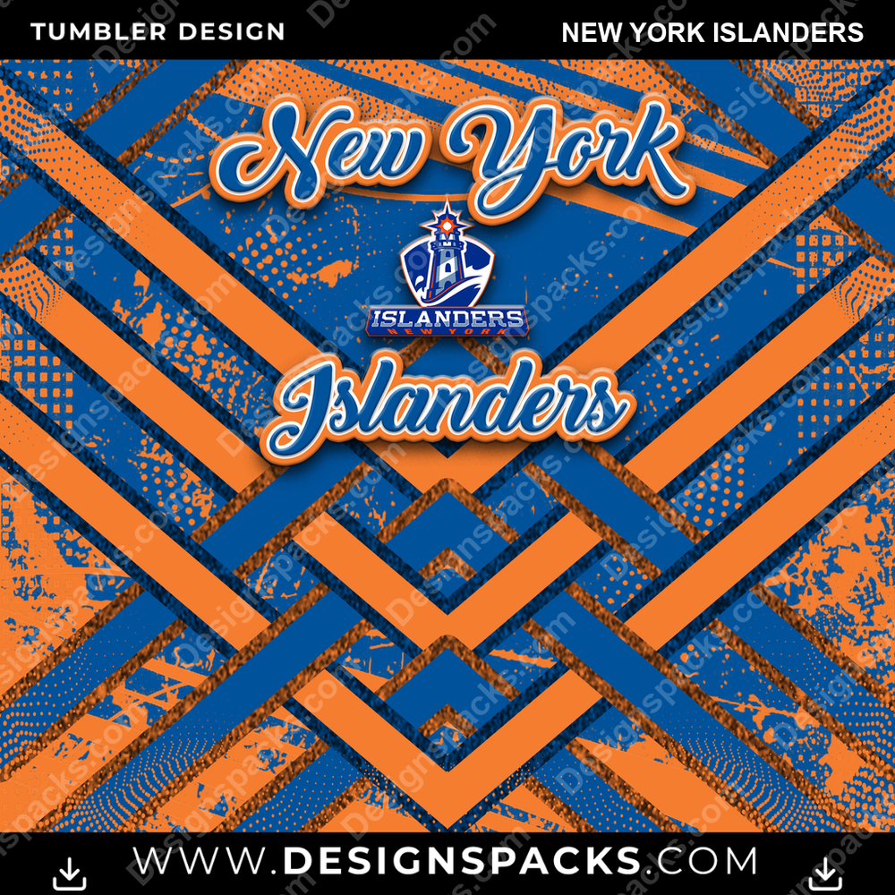 Ice Hockey Glitter Stripe New York Islanders NHL Hockey Tumbler Digital Wrap Design Download