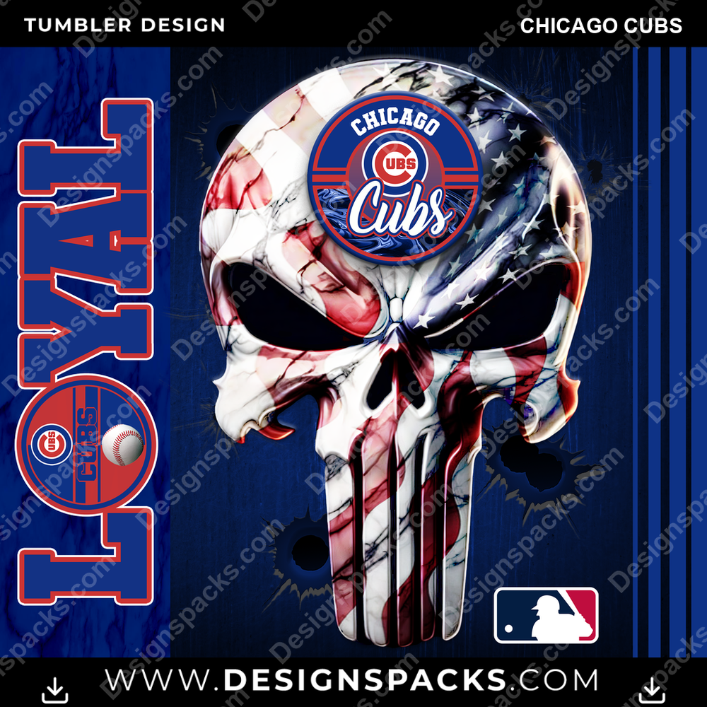 Baseball Loyal Chicago Cubs Tumbler Digital Wrap Design