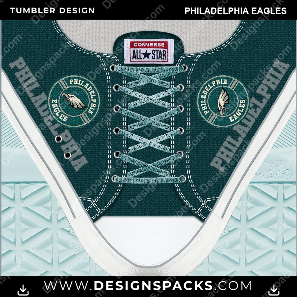 Football Converse Philadelphia Eagles Tumbler Digital Wrap Design
