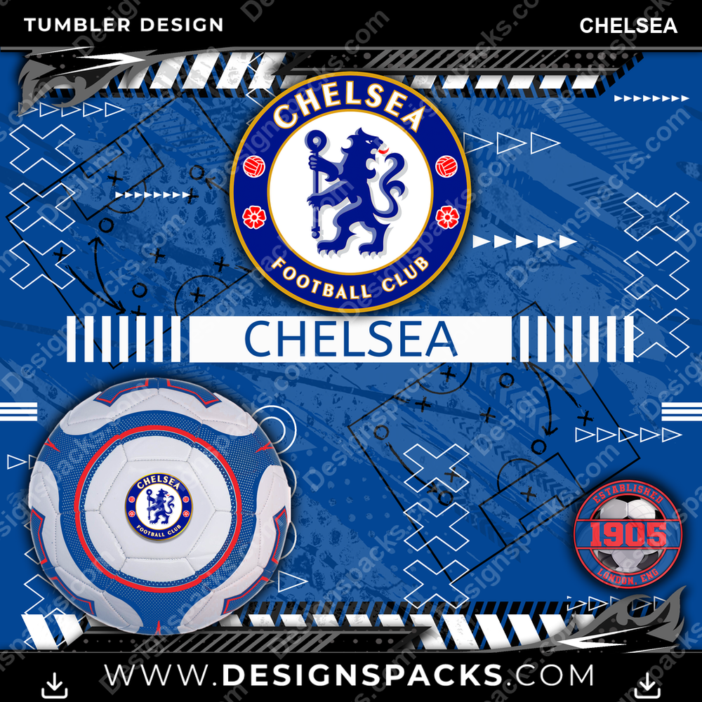 Soccer UK Xs & Os Chelsea MLS Soccer Tumbler Digital Wrap Design Download