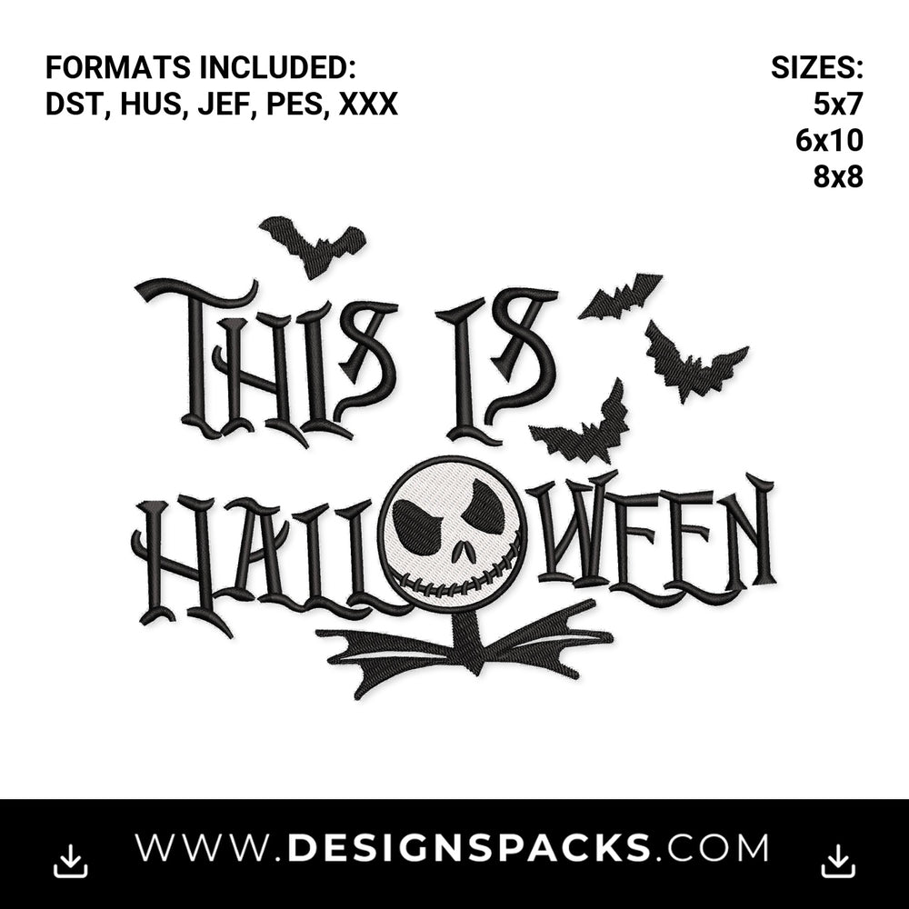 This Is Halloween Jack Skellington Embroidery Design - Instant digital download pattern at Designspacks.com